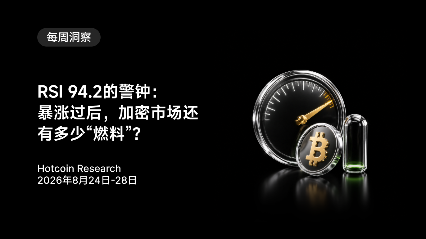 RSI 94.2的警钟:暴涨过后,加密市场还有多少“燃料”? Hotcoin Research | 2026年8月24日-28日